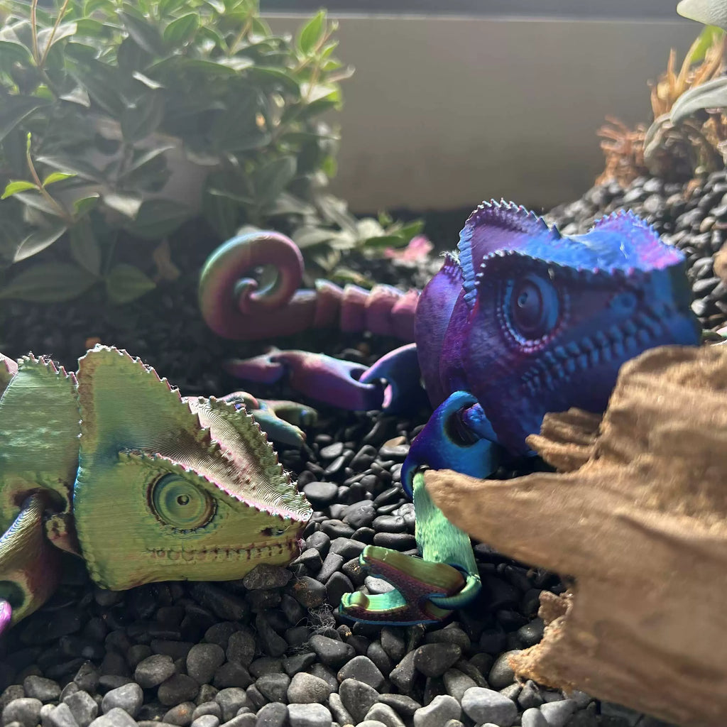 3D Printing Chameleon Figures Multi-joint Movable Animal Toys Miniatures for Home Accessories Kids Gift Living Room Decoration Oasis Select