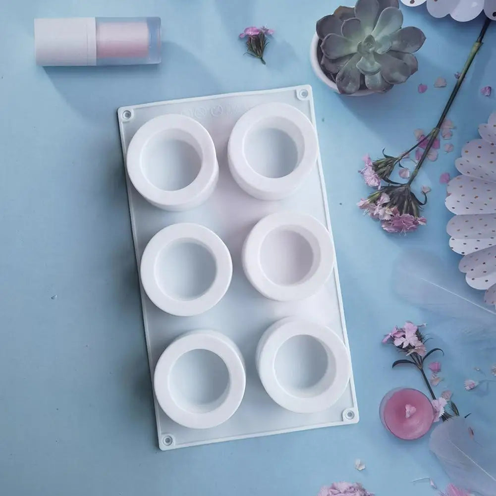 6-Hole Silicone Mousse Cake Mold – Cylinder Cupcake & Pudding Pan Silicone Cake Mold Oasis Select