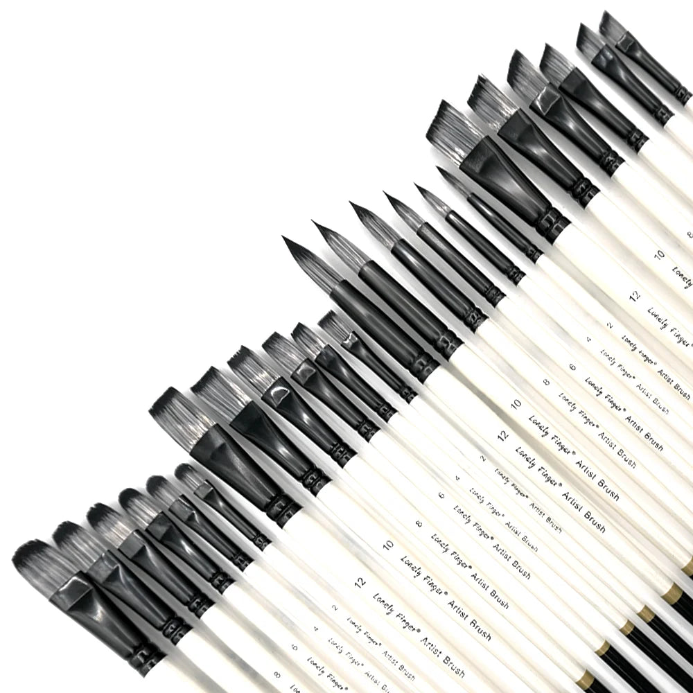 6/24 Pcs Paint Brush Set, Artist Paintbrushes for Acrylic Oil Watercolor Painting, Premium Nylon Hair Art Paint Brushes Oasis Select 24 BWhite All