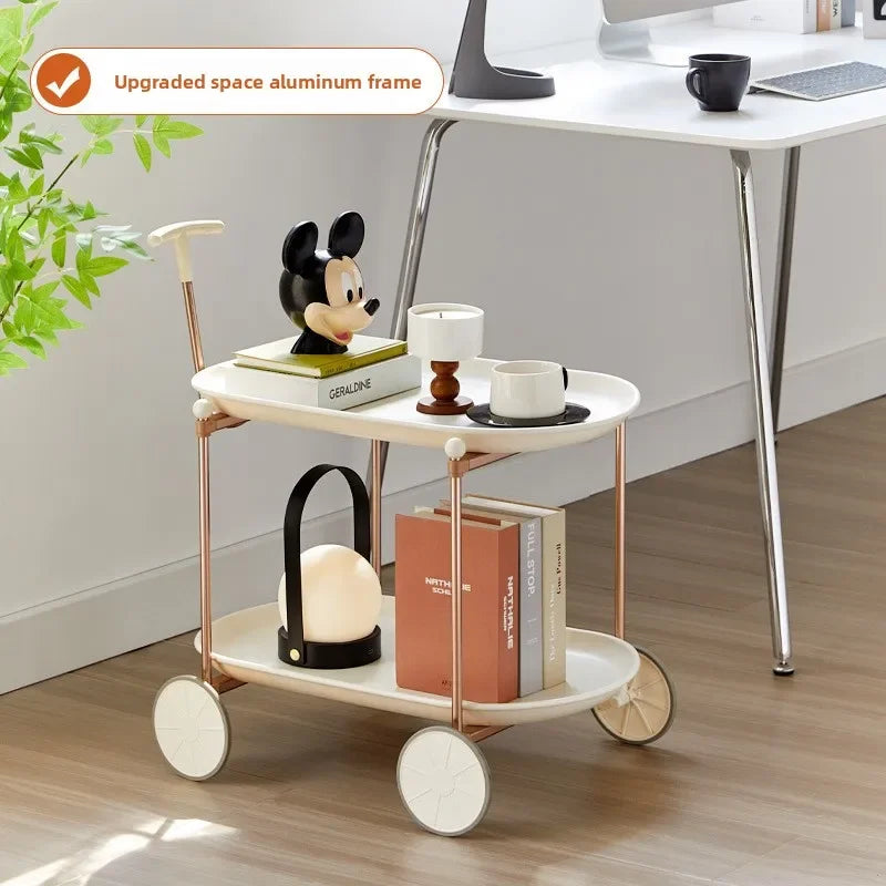 Small fresh lunar rover shelf space aluminum frame storage rack movable living room creative lunar cart Oasis Select