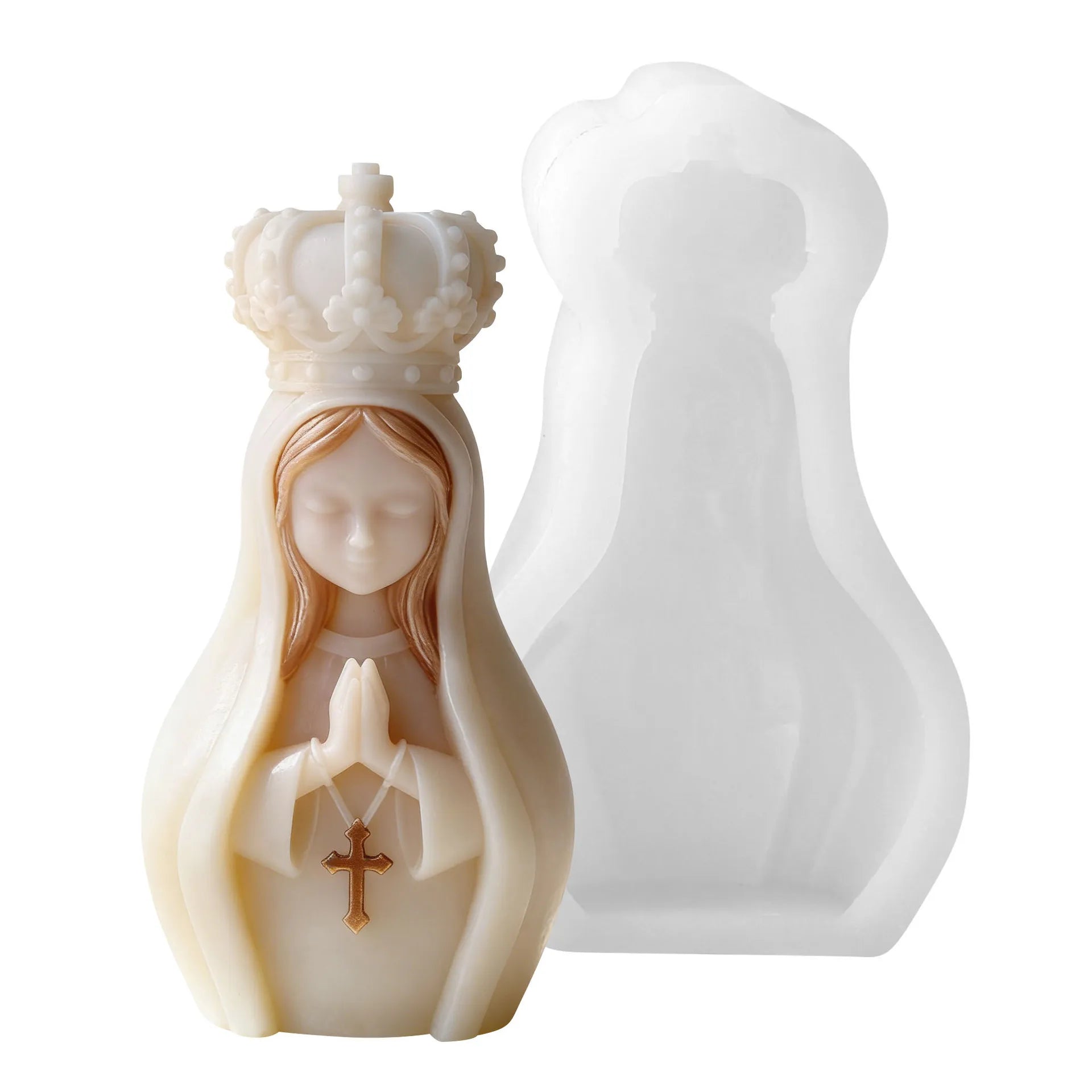 3D Virgin Mary Silicone Candle Mold – DIY Religious Craft Mold