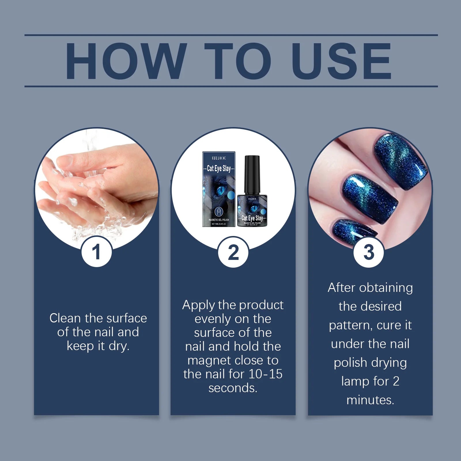 Eelhoe Cat Eye Magnetic Gel Nail Polish – Black Blue 10ml Magnetic Gel Nail Polish Oasis Select