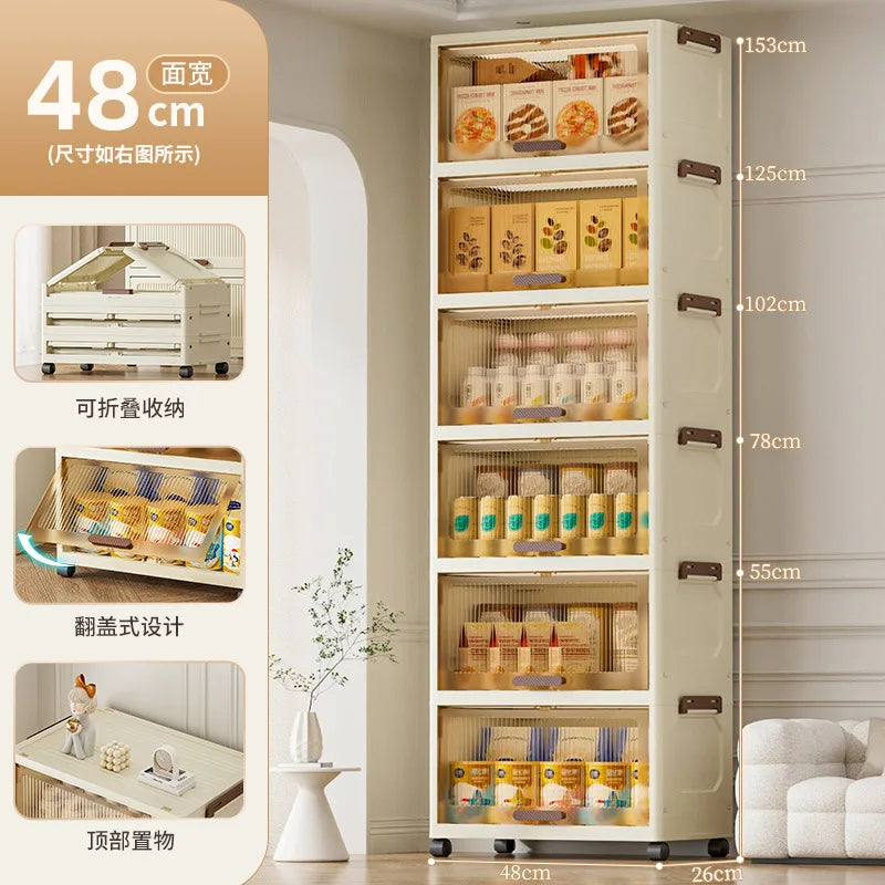 Simple folding storage cabinet Plastic multi-layer bag wardrobe storage box living room storage cabinet Oasis Select 48Cm3layerbrown