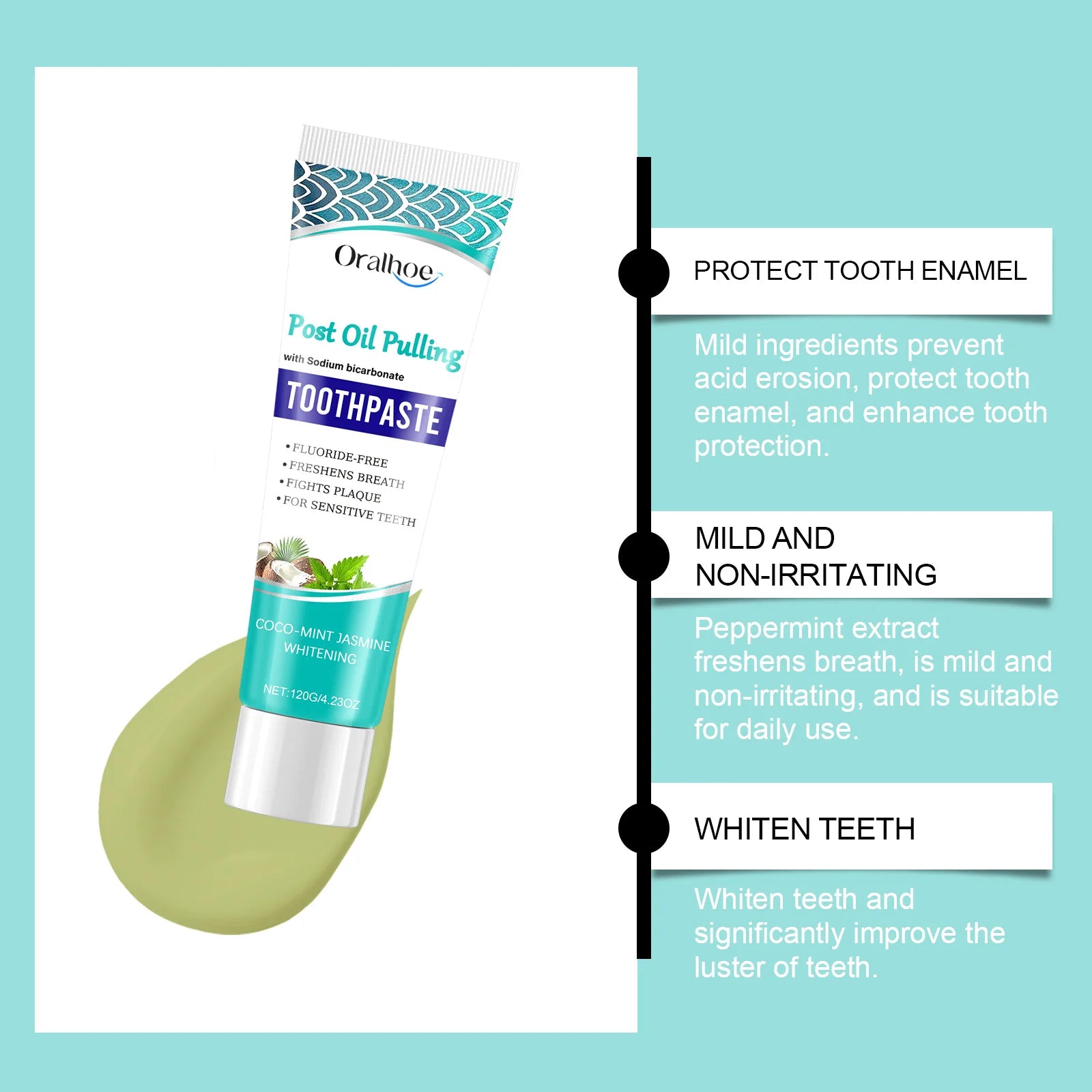 Coconut Oil Teeth W-hitening Toothpaste Repair Cavitie Reduce Yellowing Deep Clean Remove Plaque Stains Gum Treatment Toothpaste Oasis Select