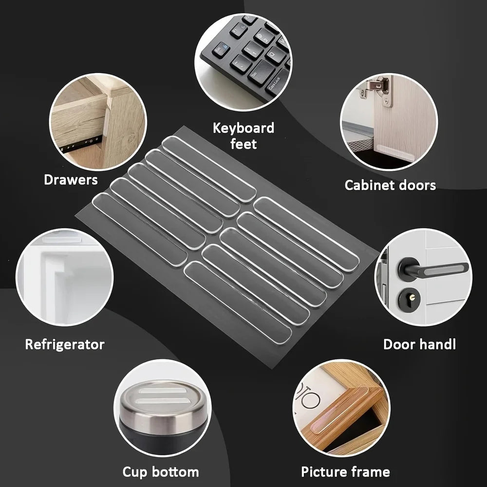 10pcs Clear Silicone Door Anti-Collision Pads, 6.3cm x 0.99cm - Transparent, Flexible Sealing Strips for Quieter Door Operation Oasis Select