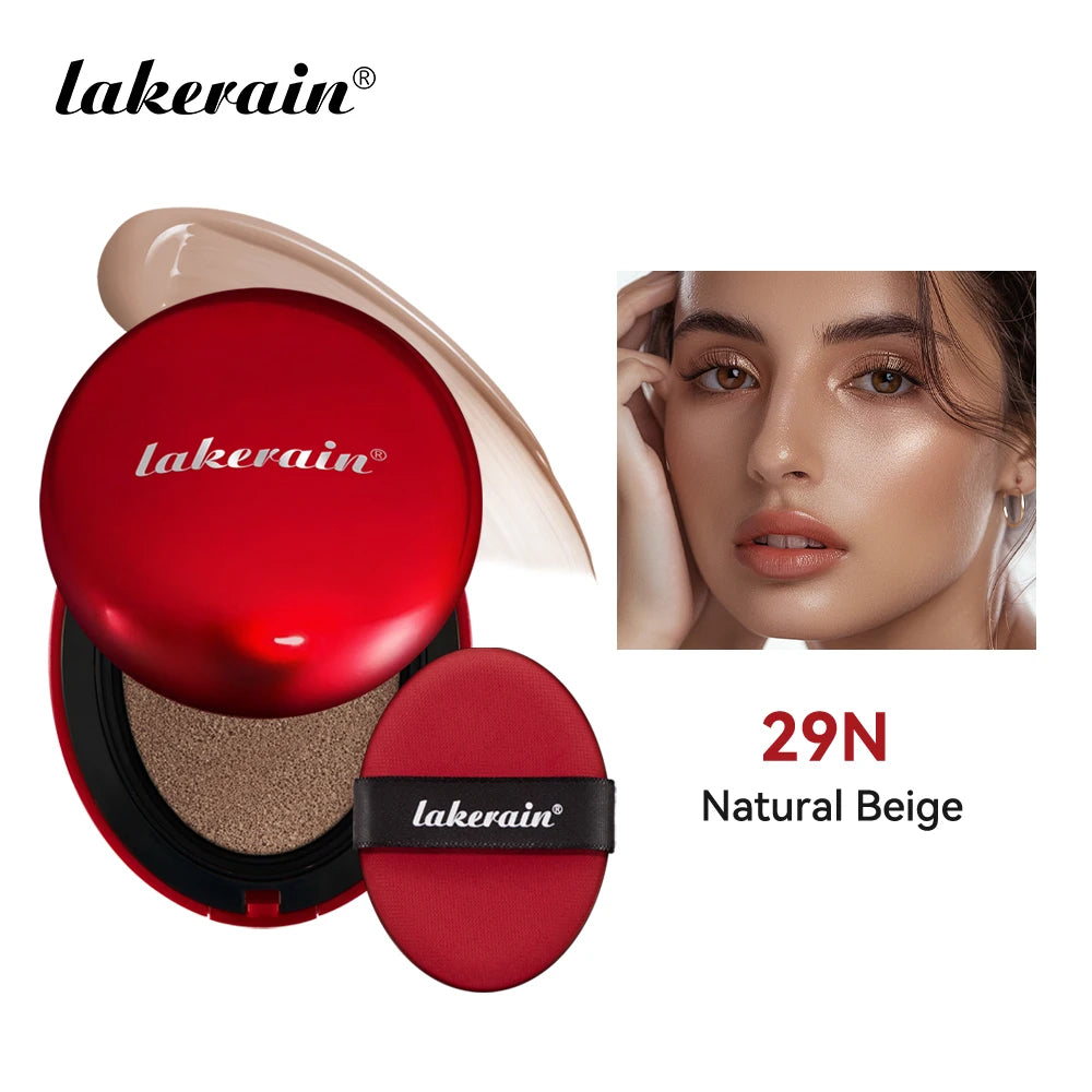 Lakerain Suncreen Cushion Foundation Waterproof Long-lasting Full Coverage Concealer Semi-matte Finish Natural Makeup Cosmetic Oasis Select RED 29N
