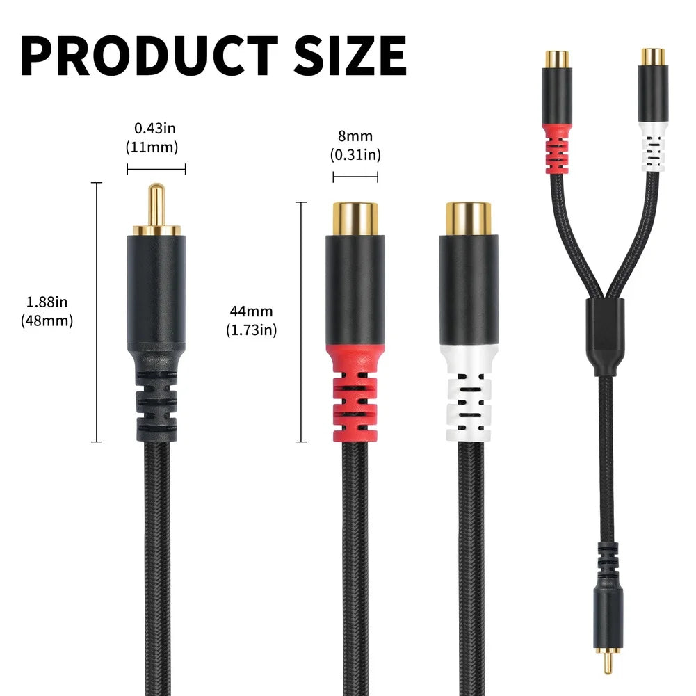 Gold Plated For RCA Male to Dual For RCA Female Y Splitter For Audio Cable 30cm for Home Theater Car For Audio Equipment Oasis Select