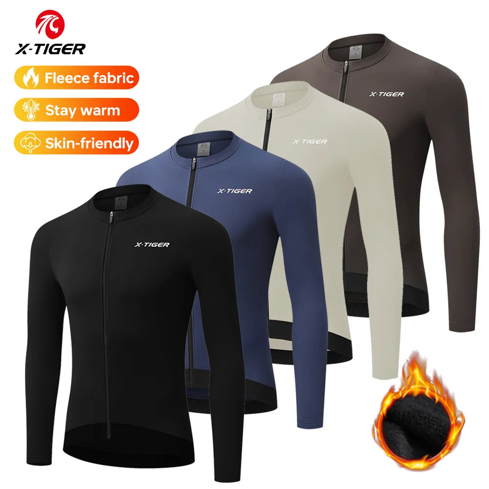 X-TIGER Winter Warm Men's Cycling Jersey Fleece Bicycle Warm Jacket Road MTB Clothes Multicolor Bicycle clothing Oasis Select