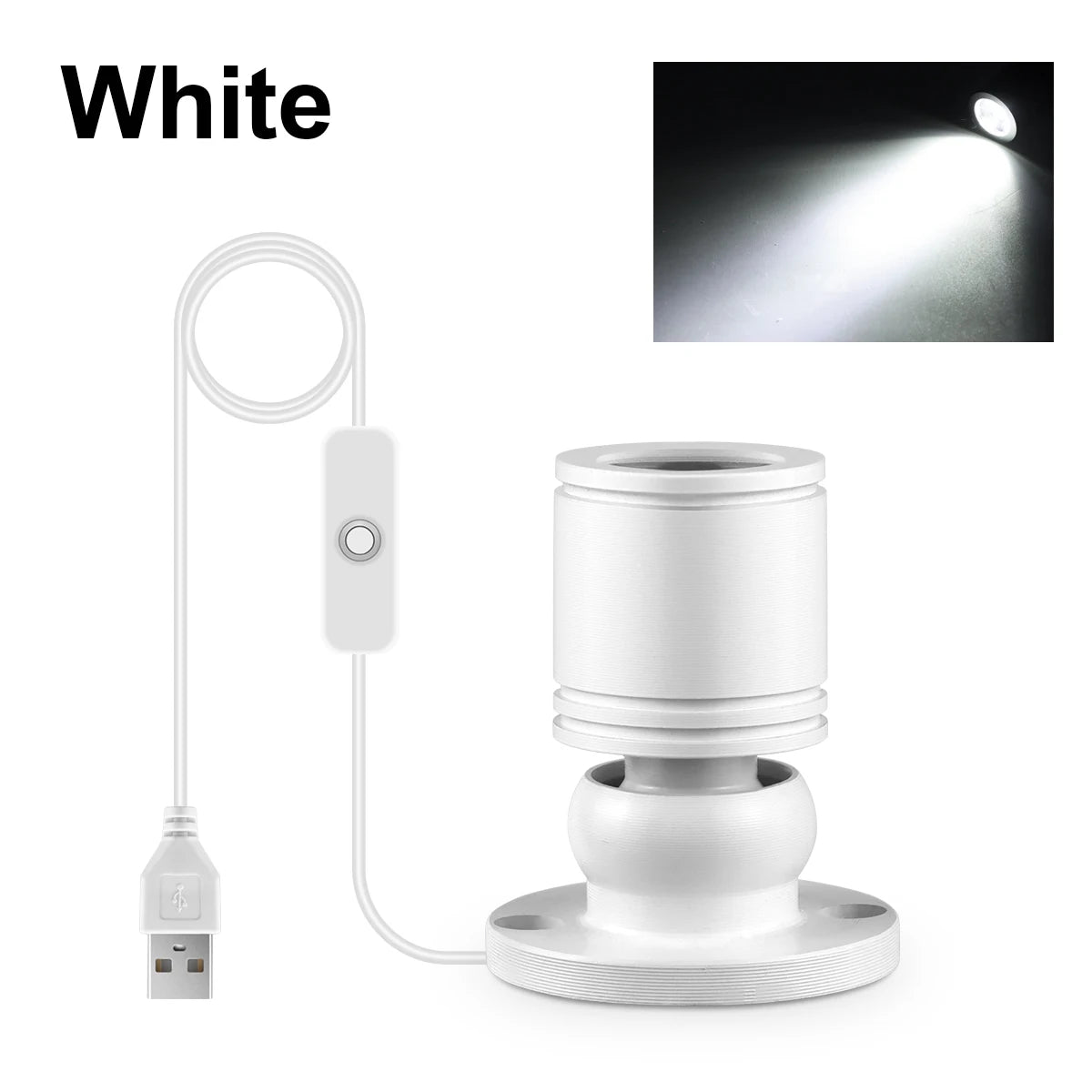 1W Led USB Spotlight With Swtich On/Off,5V USB Charging Port,Atmosphere Decor Lighting for Collectibles Anime Character Models Oasis Select White Shell White