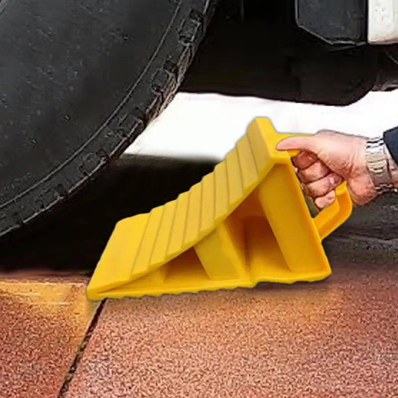 Car Wheel Stopper Anti-Slip Wheel Chocks Portable Yellow Tire Chocks Wear-Resistant Tire Stopper Parking accessories for Trucks Oasis Select