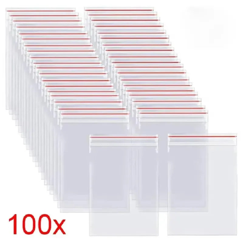 100/200/300pcs Small Zip Lock Plastic Bag Reclosable Transparent Bag Shoe Bag Vacuum Bag Poly Clear Bags Thickness 0.05mm Oasis Select