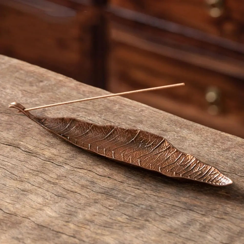 Retro Leaf Incense Holder Tray | Zinc Alloy Zen Incense Rack
