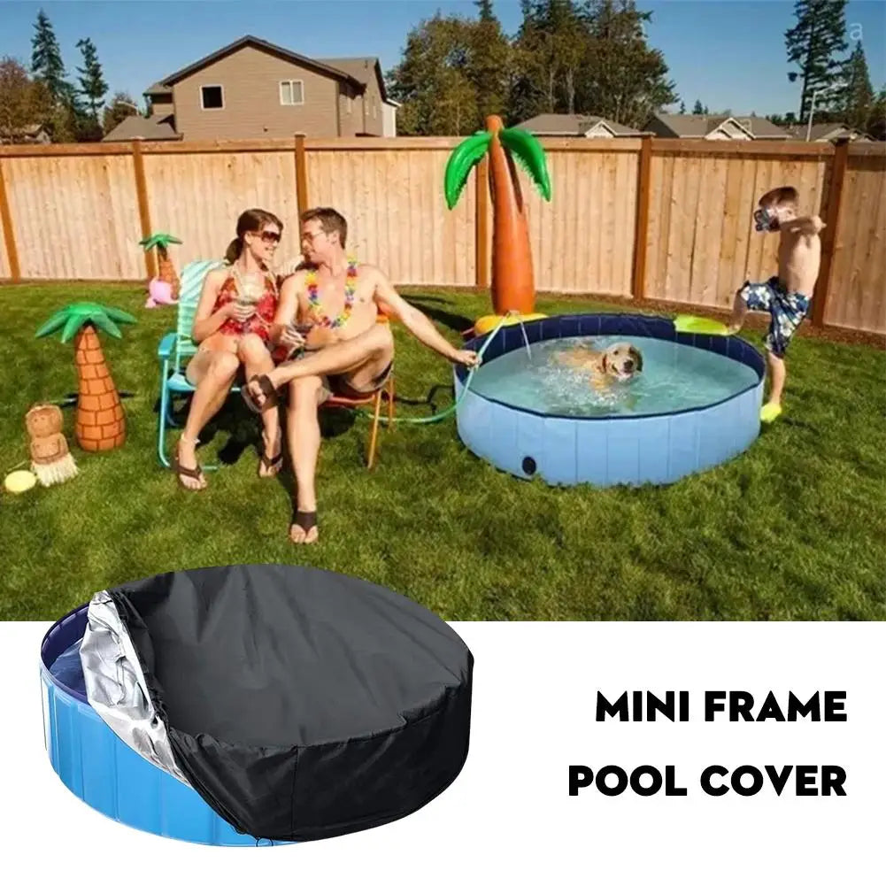 Portable Dog Pool Cover Round Easy Set Pool Cover Foldable Pet Bath Pool Cover Above Ground Bathing Tub Kiddie Pool Cover Oasis Select