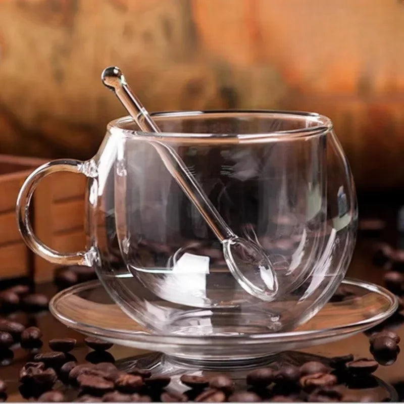 150/300ml Double Bottom Wall Glass Coffee Cup Whiskey Tea Thermal Heat Resistant Cocktail Vodka Shot Wine Mug Tumbler Set Oasis Select