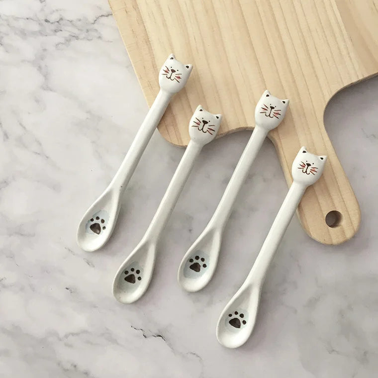 High-temperature Underglaze Ceramic Spoon, Hand-painted Cat Spoon Stirring Spoon, Dessert Spoon, Soup Spoon Oasis Select