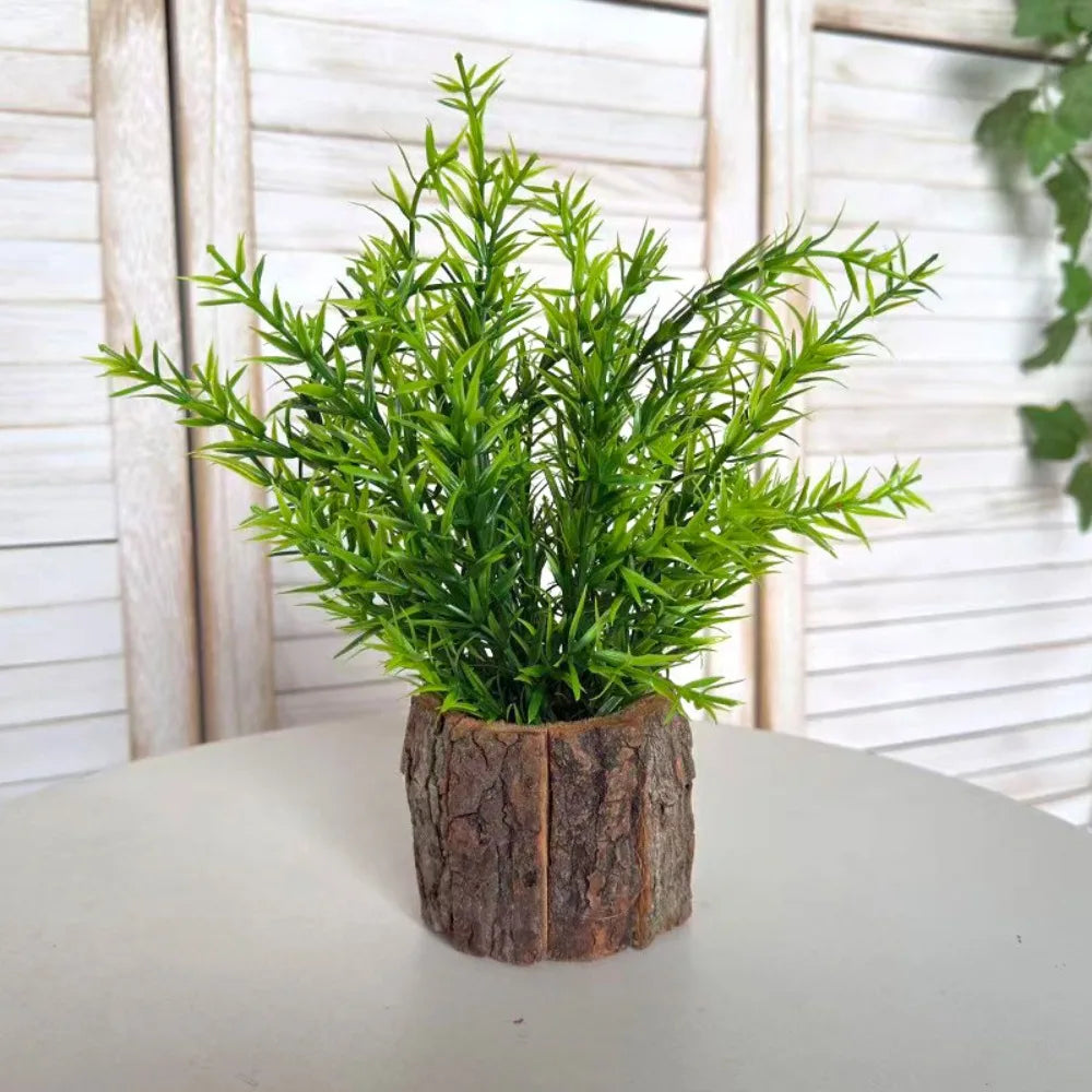 Artificial Sunflower Bonsai in Bark Pot | Faux Plant Home Décor