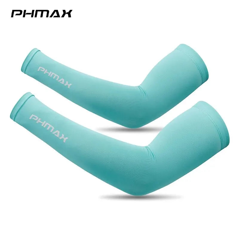 PHMAX Cycling Arm Sleeves Breathable UV Protection Running Arm Covers Fitness Basketball Elbow Pad Ice Silk Arm Wamrers Oasis Select 01 L