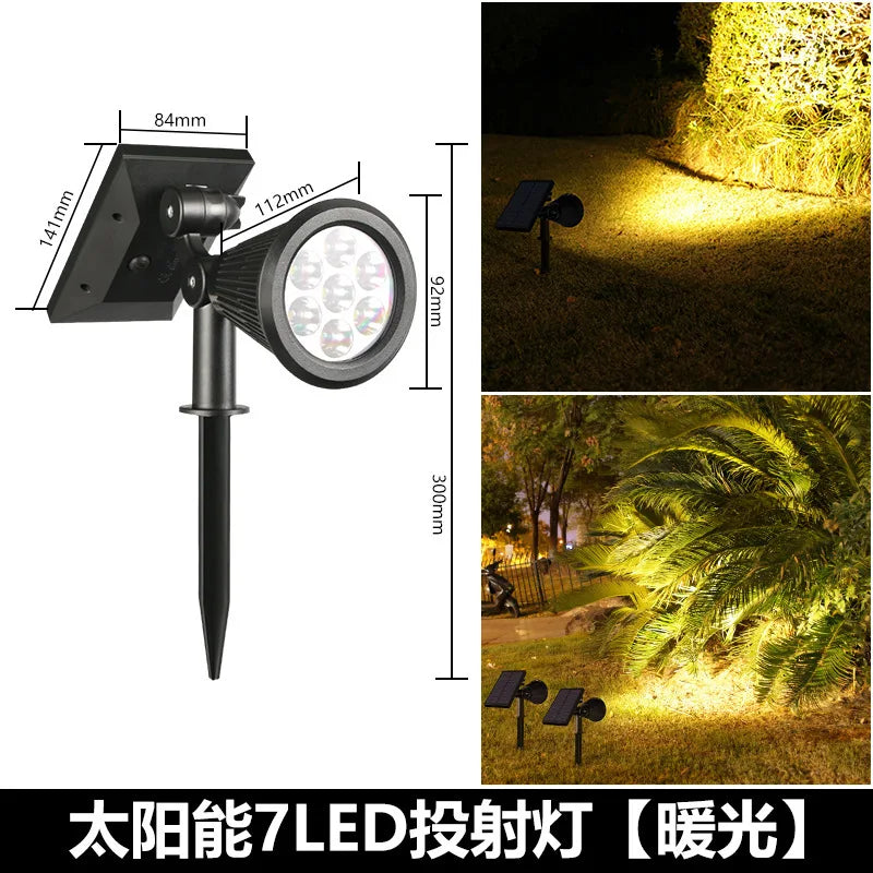 Solar Spotlights Dual Use Tree Light Outdoor Super Bright Landscape Light Garden Garden Villa Decorative Spotlights Lawn Oasis Select new7 LED warm light