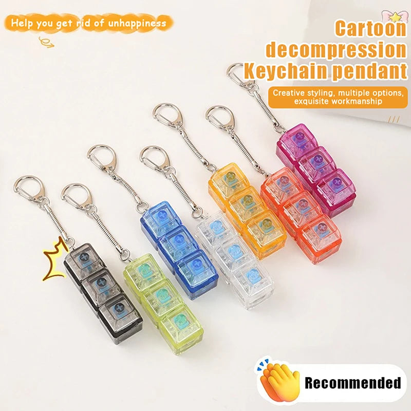 3Keys LED Finger Keyboard Keycap Stress Relief Fidget Keychain Mechanical Keyboard Tester Decompression Toy For Adults Children Oasis Select