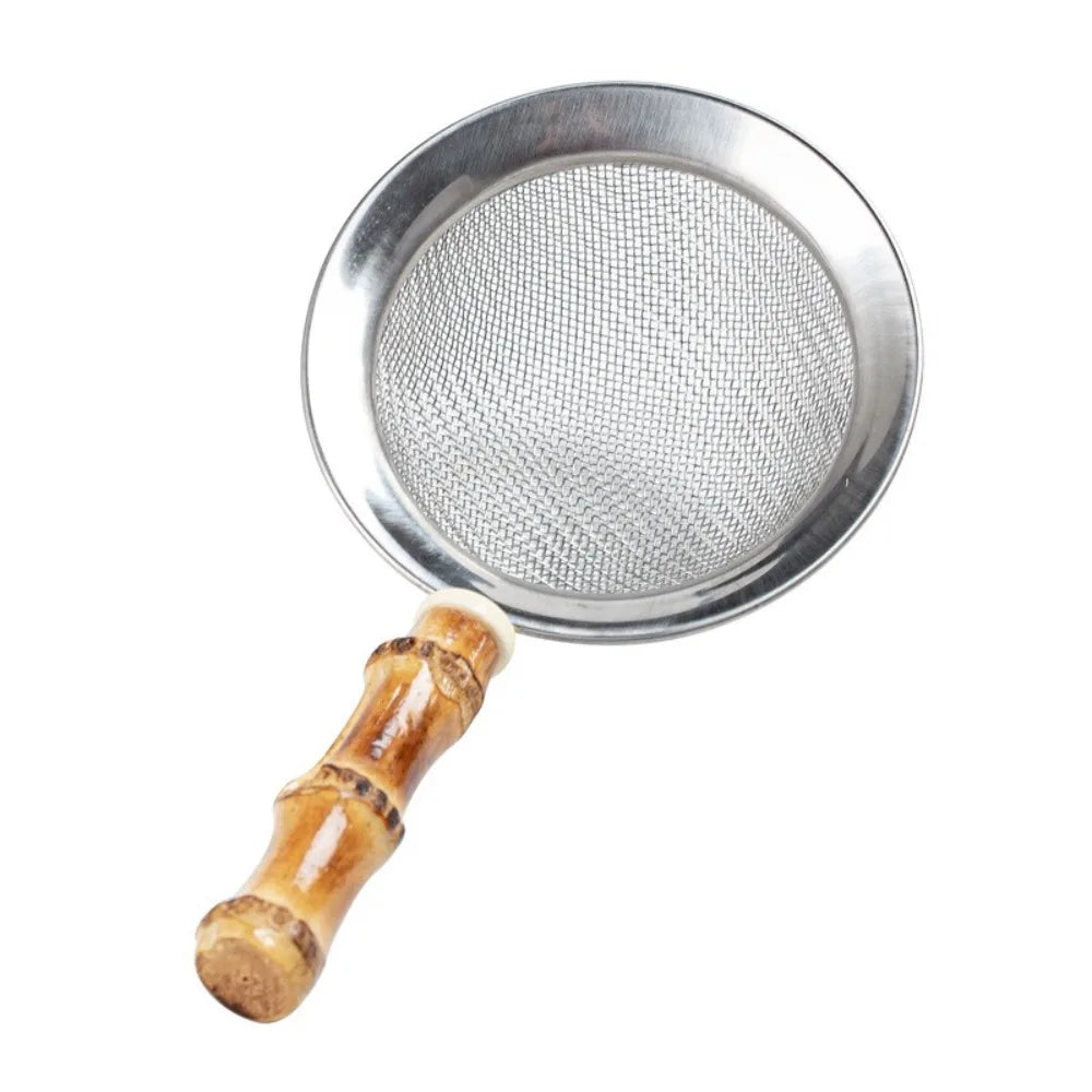 New Stainless Steel Matcha Sifter Very Fine Mesh Easy to Clean Fine Mesh Strainer Bamboo Rust-Proof Cocktail Sieve for Kitchen Oasis Select