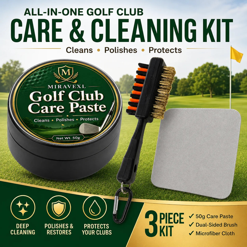 Golf Club Care Paste Kit with Polishing Cloth and Cleaning Brush, Club Head Cleaner Polish forIrons Wedges Putters Accessories! Oasis Select