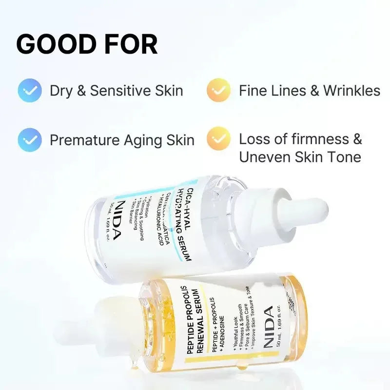 Korea NIDA Skin Care Kit - Ultimate Moisturizing Cream, Retinol Probiotic Eye Cream, TXA Renewal Essence, For All Skin Types Oasis Select