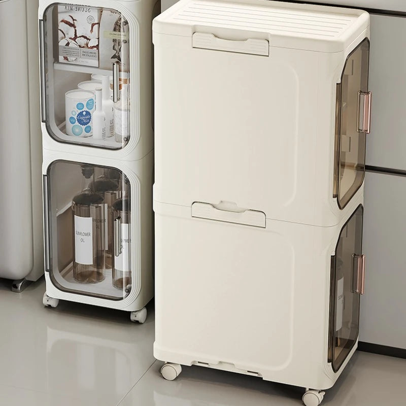 Household bathroom narrow seam storage cabinet, multifunctional foldable with wheels, dust-proof and crevice storage cabinet Oasis Select