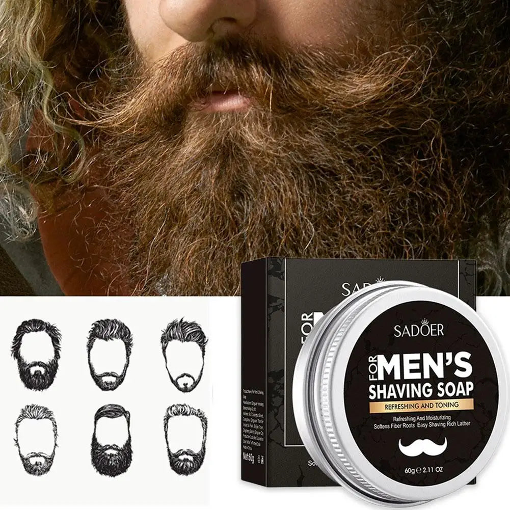 60g Shaving Soap for Men, Soften Beard for Smooth & Comfortable Shave, Gent Moisturizing Natural Shaving Bar Mens Grooming Care Oasis Select