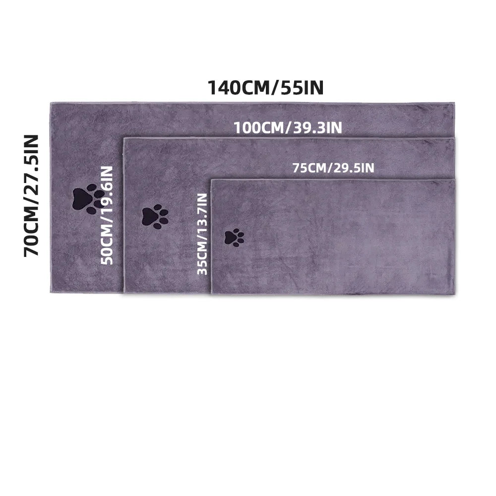 Ultra-Fast Drying Thickened Microfiber Pet Bath Towel Pad | Super Absorbent Dog & Cat Bath Towel for Quick Drying After Bathing Oasis Select Charm purple 70x 140cm
