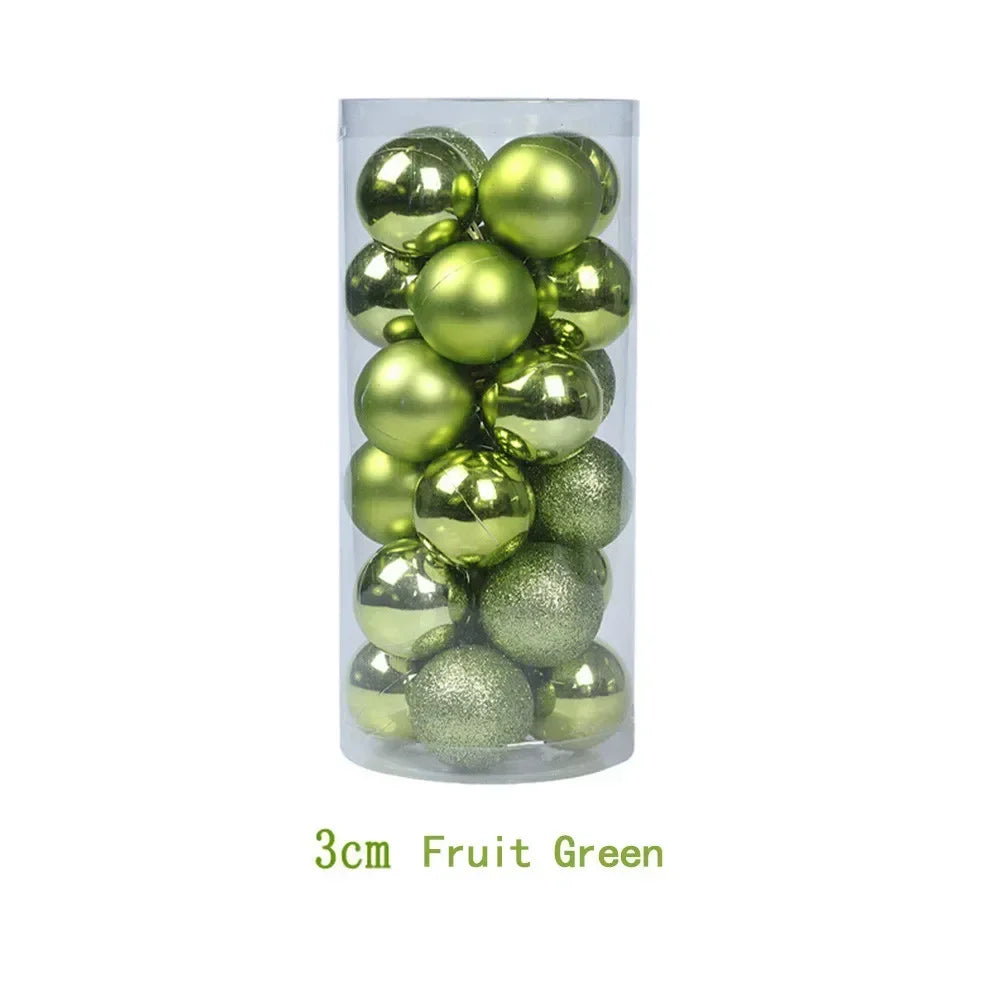 3cm Christmas Tree 24pcs Ball Baubles Plastic Props Xmas Birthday Decorations Glitter Hanging Holiday Matte Ornaments Wedding Oasis Select Fruit Green China Mainland