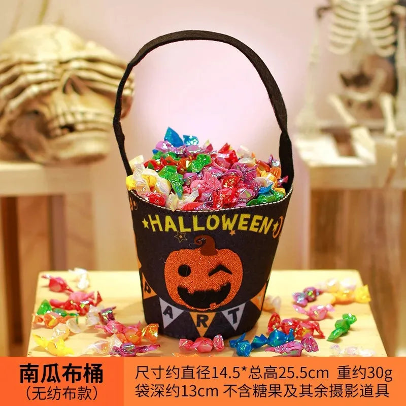 Halloween Theme Candy Bucket Bag Portable Candy Basket Kids Trick or Treat Bucket Halloween Party Decoration Supplies Oasis Select D