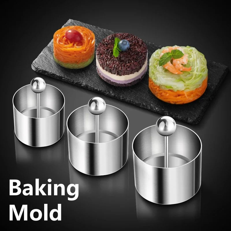 Round Mousse Mold Stainless Steel Ring with Lid Food Decoration Tools-Making Rustproof Pastry Rice Ball Sushi Cooking tools Oasis Select