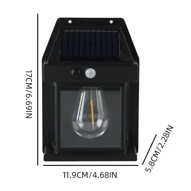 Waterproof Outdoor Solar Wall Lamp Tungsten Filament Lamp Induction Lamp Household Garden Wall Light Villa Lighting Night Light Oasis Select