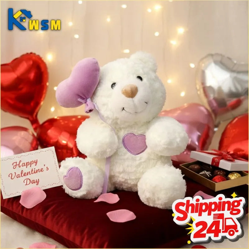 Valentines Day Heart Bear Plush Toy Wedding Proposal Gift for Girlfriend Anniversary Romantic Stuffed Animal Doll Home Decor Oasis Select