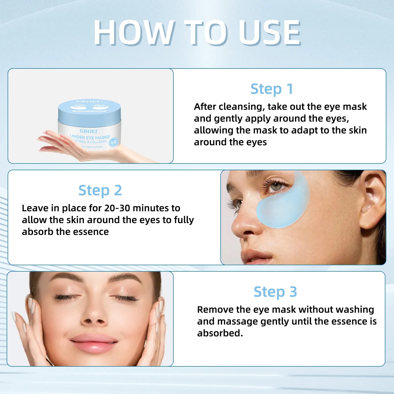 Retinol & Collagen Under Eye Masks - 60 Pcs Hydrating Eye Patches with Hyaluronic Acid & Vitamin E for All Skin Types 2025 new Oasis Select