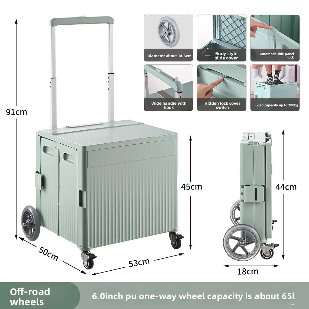 Multi-functional Shopping Cart Folding Light Carry Shopping Cart Camping Trailer Hand Pull Trolley Express Pull Goods Home Oasis Select