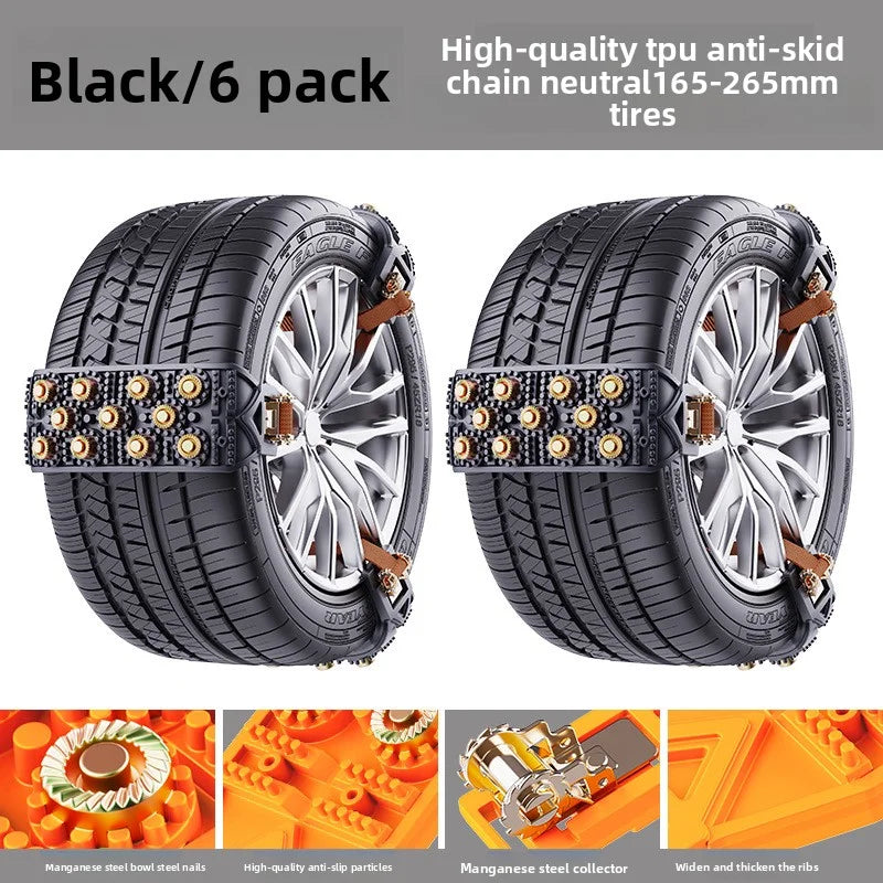 Car anti-skid chains, SUV, small car, off-road vehicle, universal type, non damaging tires, snow anti-skid chains Oasis Select installation package 2