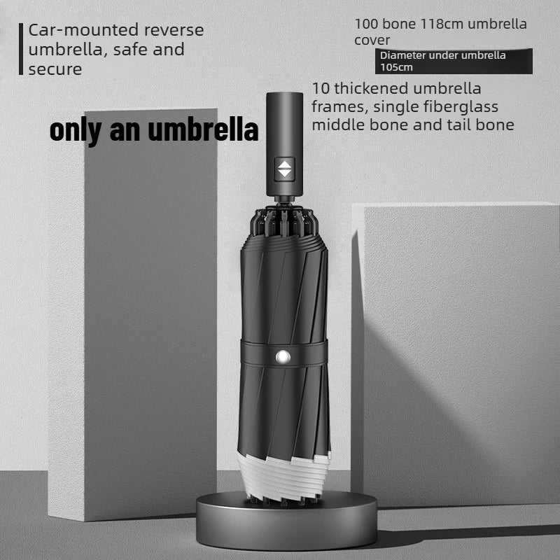 1pcs Auto Retractable Large Umbrella Heavy Rain Resistant Reverse Design Sturdy Thickened Structure for Daily Commute Oasis Select 210t 118cm black Aluminum 12K