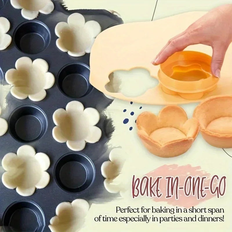 Pastry Dough Tamper Set Flower Shaped Cutter Cake Mold Creative Cake Cup Presser Biscuit Mold Pie Tamper Kitchen DIY Baking Tool Oasis Select