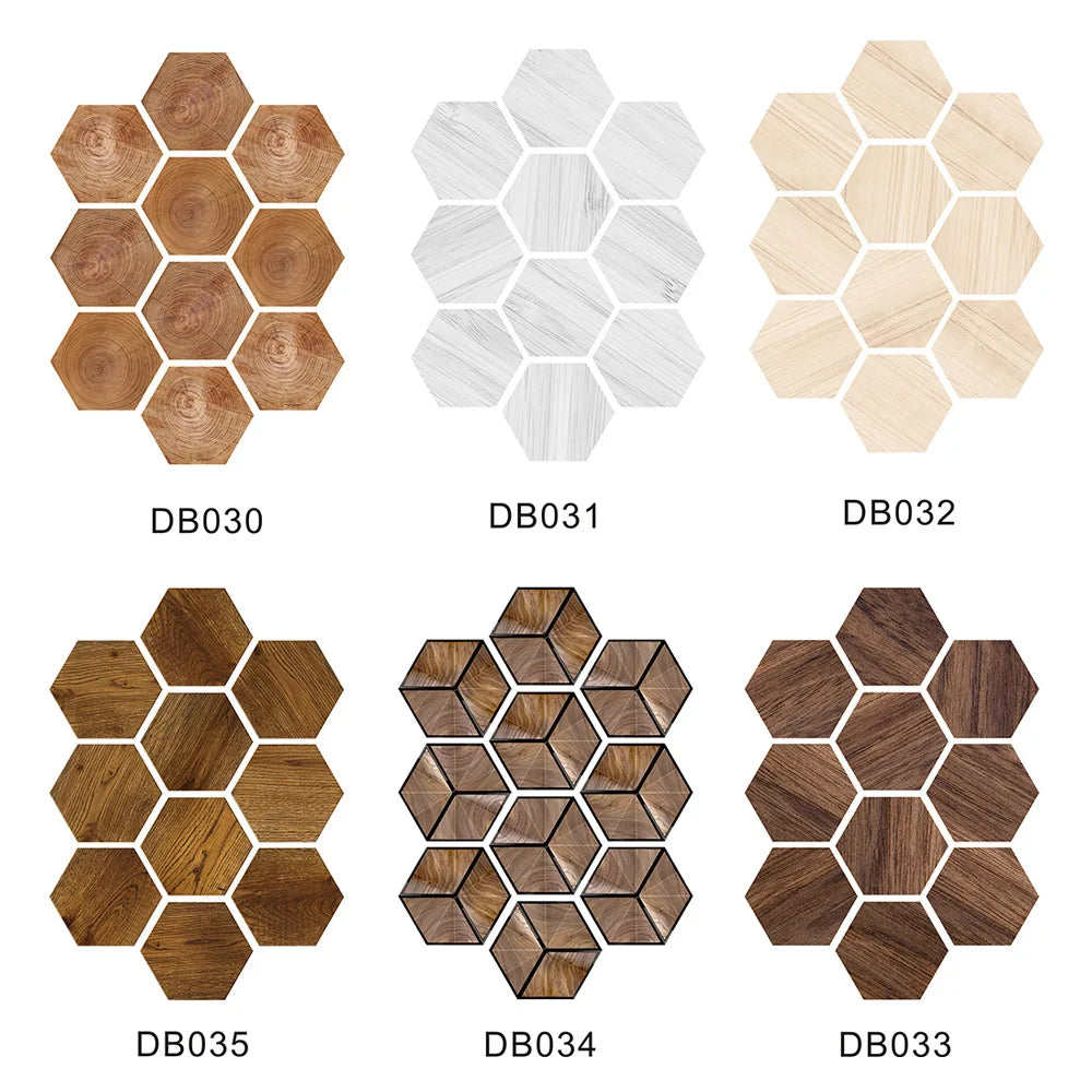 Stereoscopic simulation hexagonal imitation wood grain self-adhesive ceramic tile decorative anti-skid laminated floor tile Oasis Select