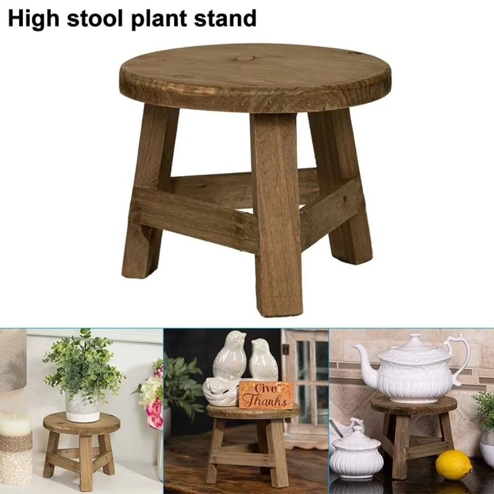 Wooden Mini Plant Stand | Bonsai & Succulent Display Stool