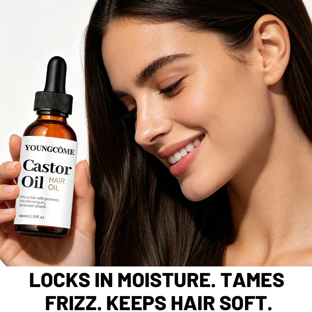 YOUNGCOME Castor Hair Oil Moisturizing Serum For Dry Damaged Hair Frizz Control Split Ends Care Shine Boosting Treatment Oasis Select
