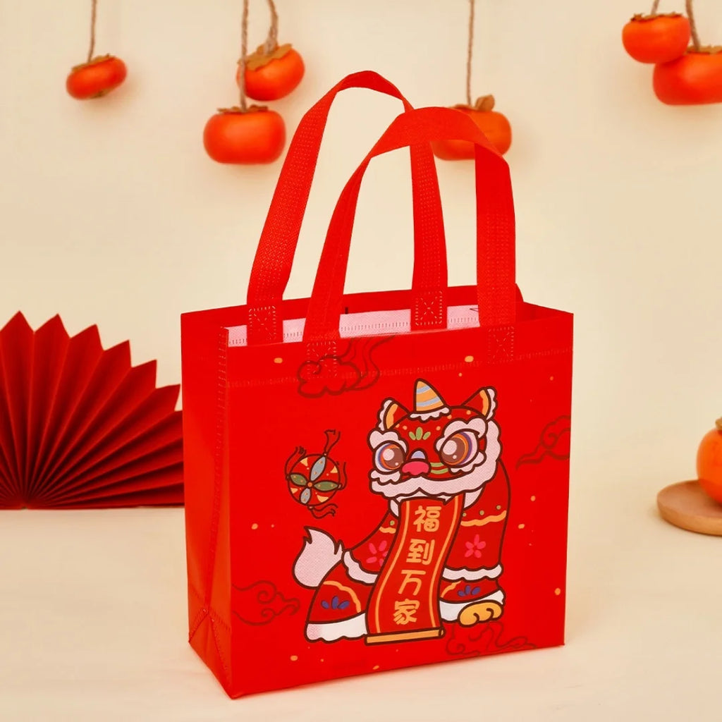 Non Woven New Year Gift Bag Foldable Gift Storage Bag With Handle Good Luck Wealthy Fortune Printed Tote Bag New Year Decoration Oasis Select 4 Other