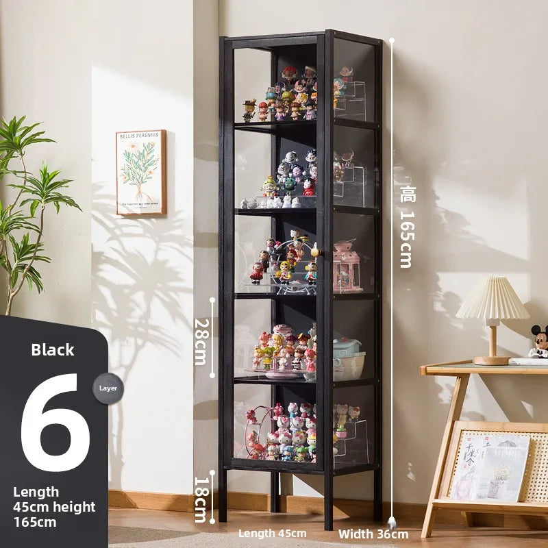 Figure Display Cabinet Household Dustproof Acrylic Transparent Model Toy Display Cabinet Ornament Rack Oasis Select Black six layers