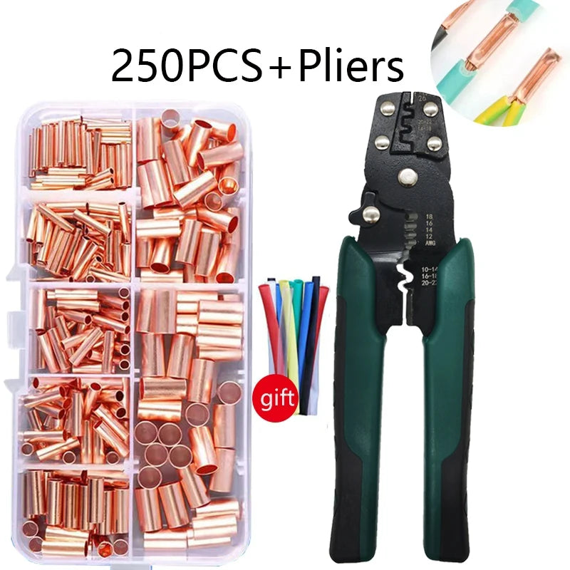 Multi-function Mini Electric Terminal Crimping Pliers With Wire Stripping Cutting Hand Crimping Tool Multiple Connector Kits Oasis Select TL 250PCS