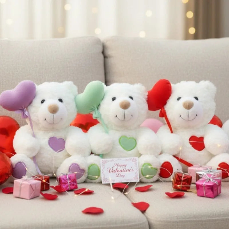 Valentines Day Heart Bear Plush Toy Wedding Proposal Gift for Girlfriend Anniversary Romantic Stuffed Animal Doll Home Decor Oasis Select