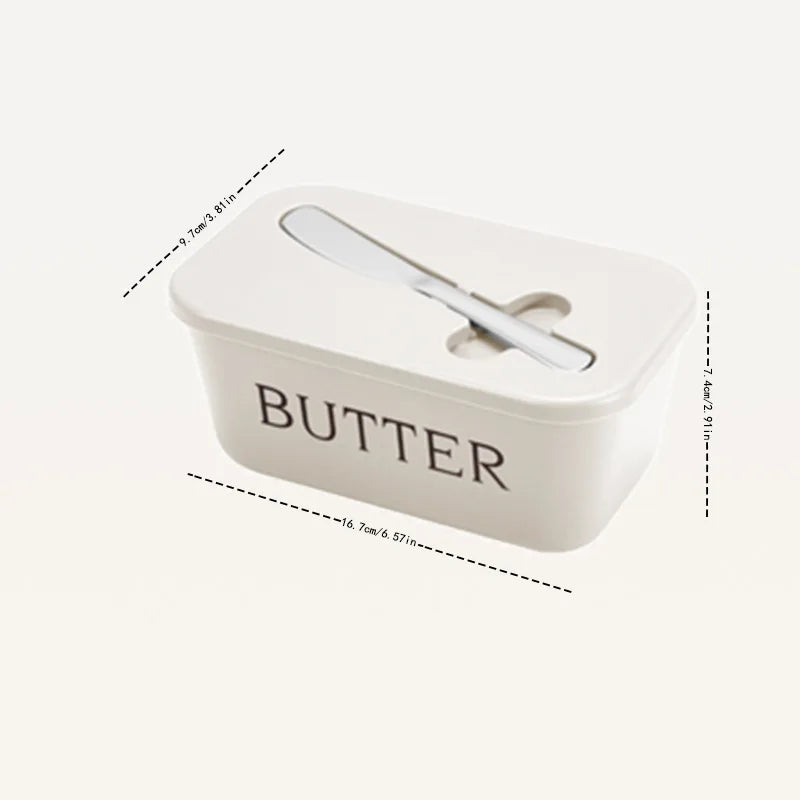 Butter Box with Knife Set, Refrigerator Storage Container, Easy Clean Surface, for Home Hotel Restaurant Kitchen Butter Serving Oasis Select White