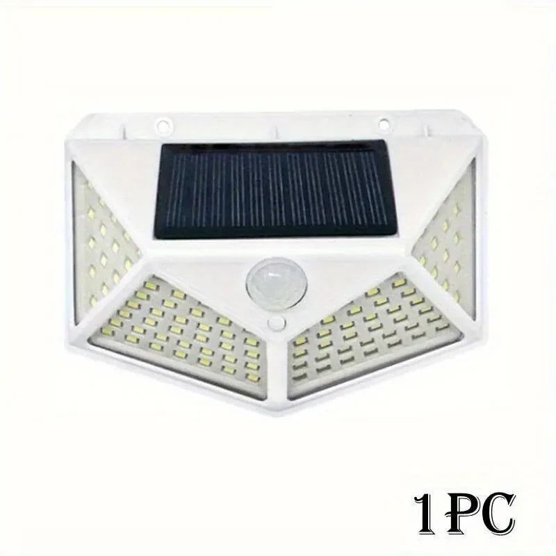 Solar Light Outdoor 100 LED Wall Lamp PIR Motion Sensor Lamp Waterproof Stairs Lights for Courtyard Garden Street Decoration Oasis Select 100LED White