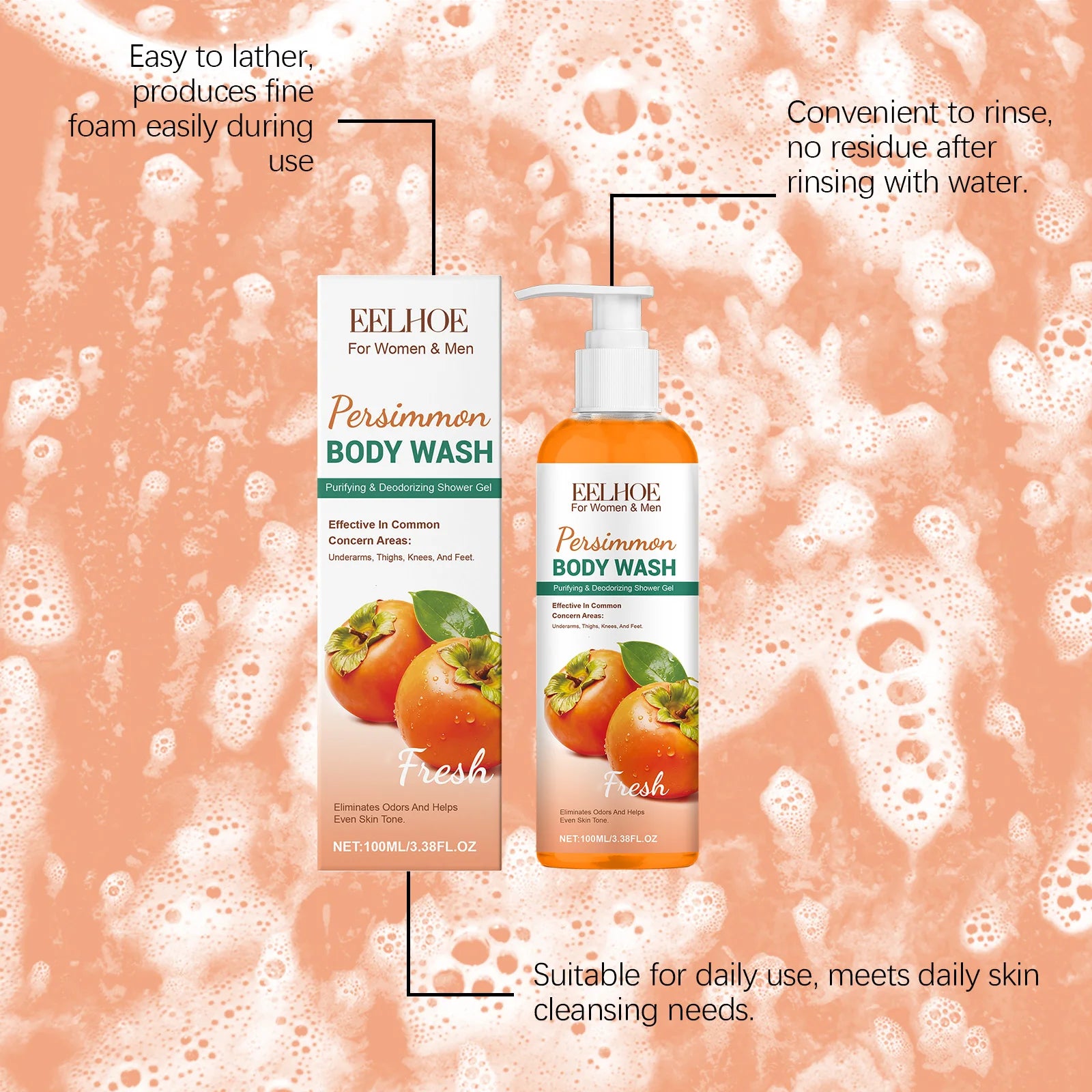 Persimmon Fresh Shower Gel – Refreshing Daily Body Wash Shower Gel Oasis Select