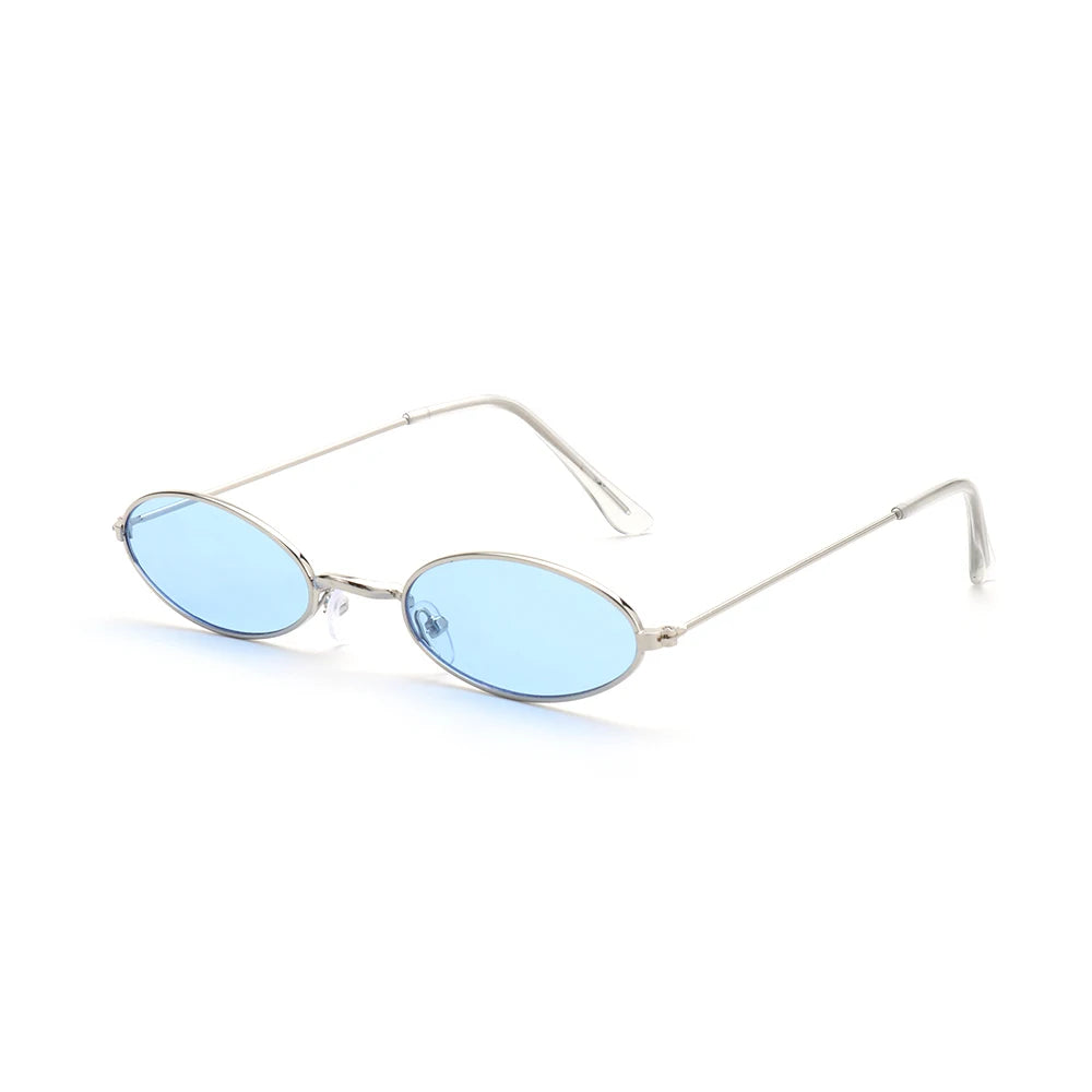 Retro Men and Women Accessories Eyeglasses Sun Glasses Vintage Shades Oval Sunglasses Oasis Select Silver - Blue